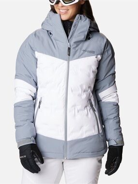 Columbia Wildcard Blue/Gray and White Insulated Down Ski Jacket with Hood